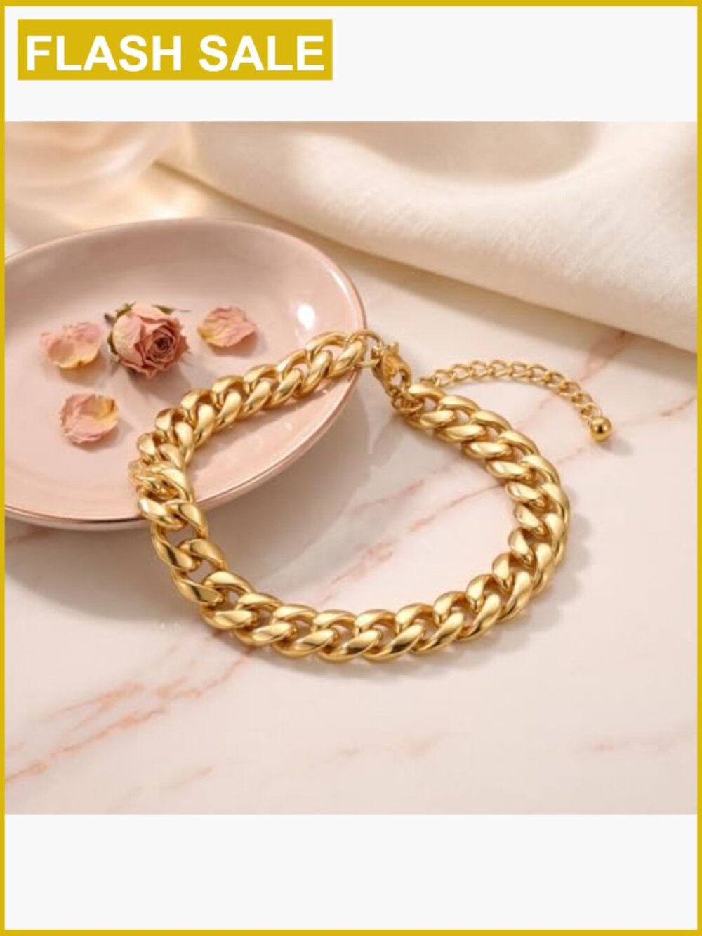 Chunky Cuban Link Anklet for Women Waterproof Gold Plated Adjustable Trendy - Picture 6 of 7